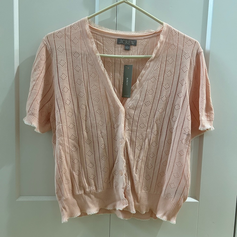 NWT J. Crew Women's Pink Short Sleeve Cardigan